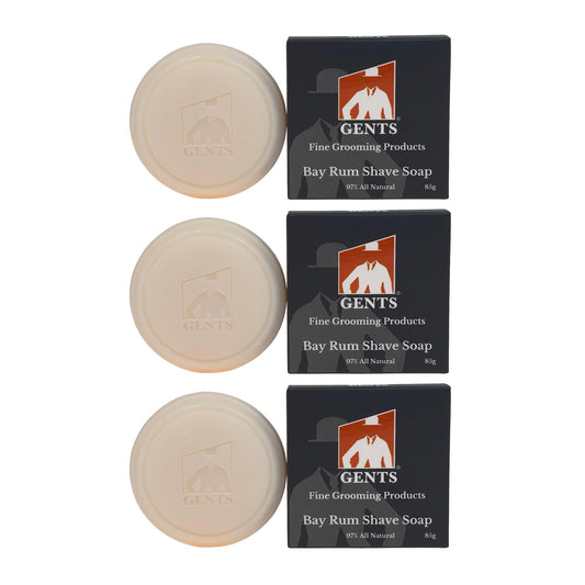 GENTS 97% All Natural Shave Soap - Creates a Rich Lather Foam for Wet Shaving Experience (3 Pack Bay Rum) Birthday Gift Beauty and Personal Care G.B.S