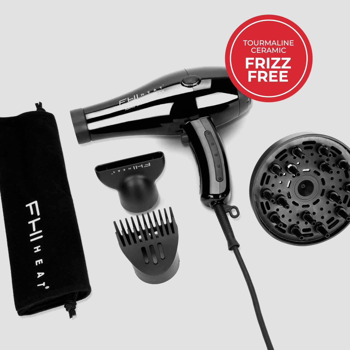 FHI HEAT Platform Nano Power Salon Pro 2000 Tourmaline Ceramic Quick Dry Hair Dryer with 3 Piece Attachment Set (Comb, Concentrator, and Diffuser) Beauty & Personal Care FHI Heat