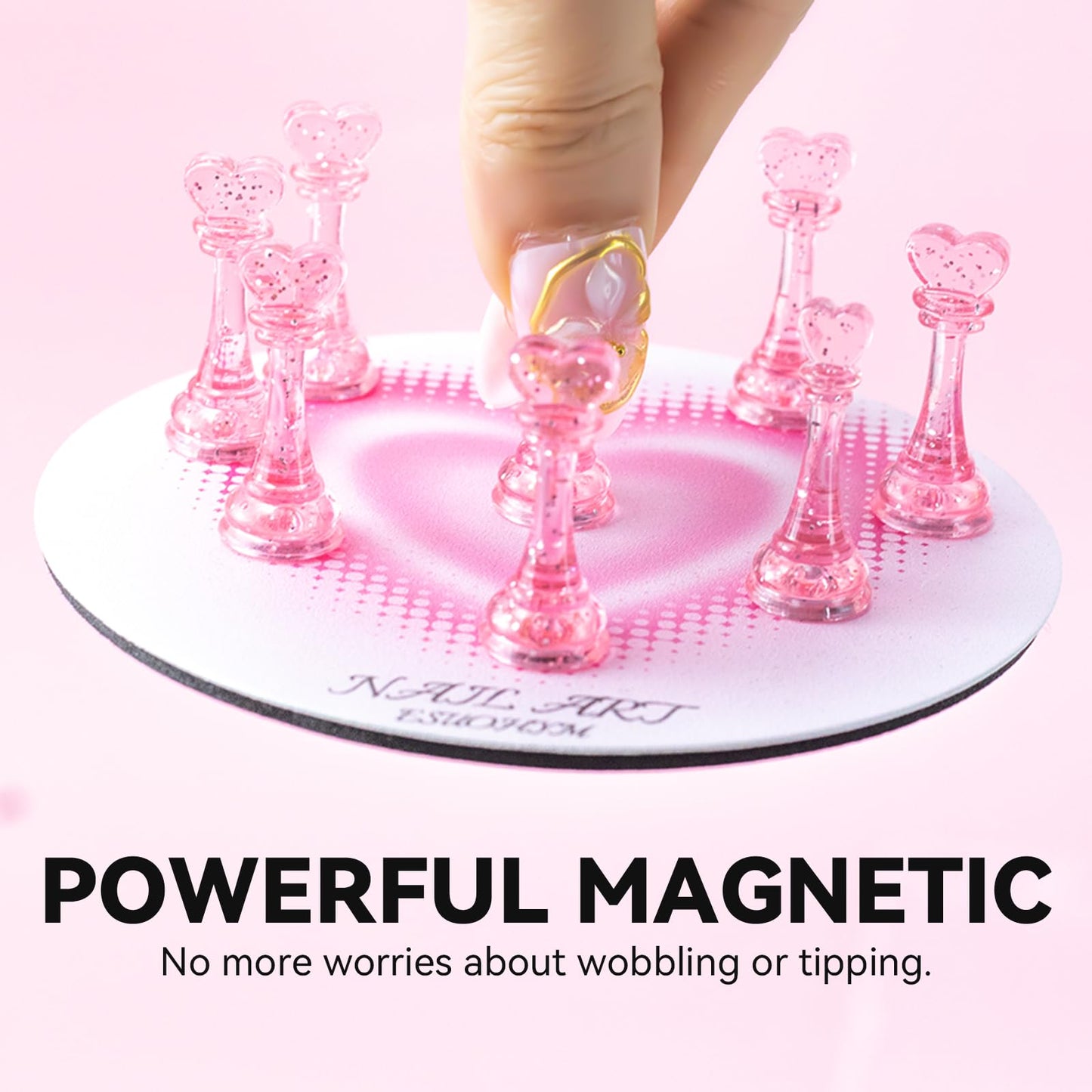 ESUOHYM Nail Stand for Press On Fake Nails Painting Display Practice, Powerful Magnetic Nail Holder for Design, Flower Nail Stand with 200 PCS Beauty and Personal Care ESUOHYM