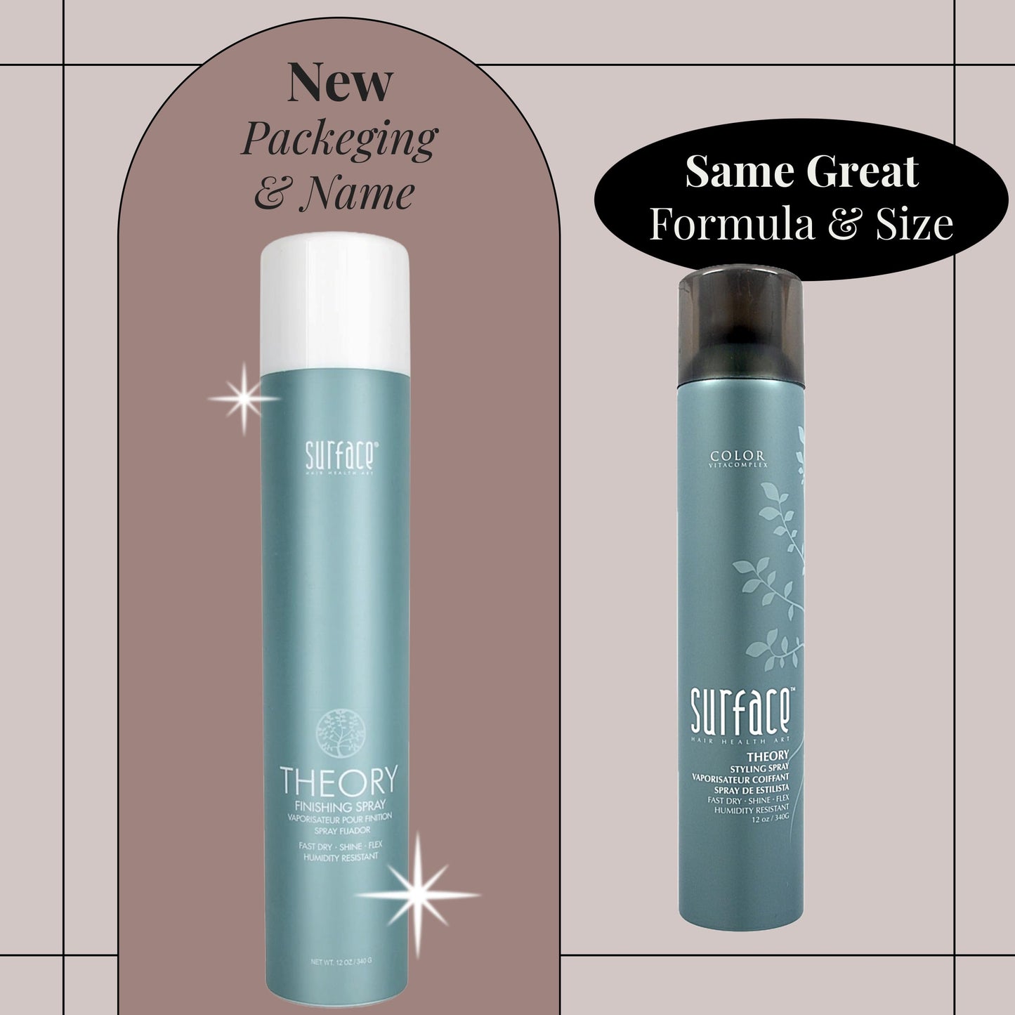 SURFACE Hair Theory Finishing Spray, Medium Hold Flexible Styling Hairspray - Thermal Protection with Medium Shine - Lasting Control, 12 Oz (Packaging Beauty & Personal Care SURFACE