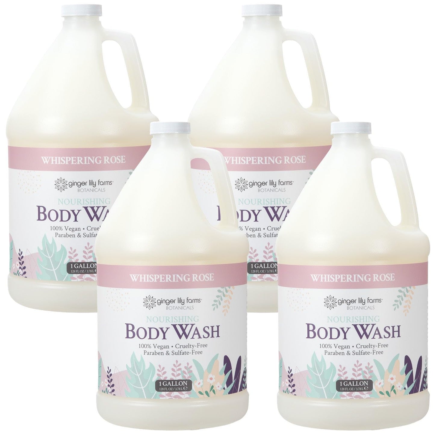 Ginger Lily Farms Botanicals Nourishing Body Wash, 100% Vegan & Cruelty-Free, Whispering Rose Scent, 1 Gallon (Pack of 4) Beauty & Personal Care Ginger Lily Farms