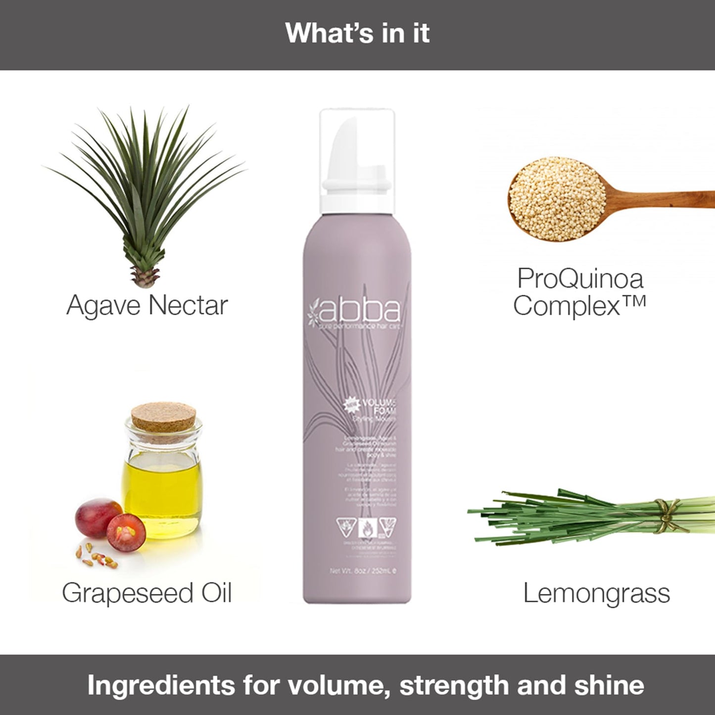 ABBA - Pure Volume Foam Styling Mousse - Grapefruit & Lemongrass, 8 fl oz Beauty & Personal Care ABBA