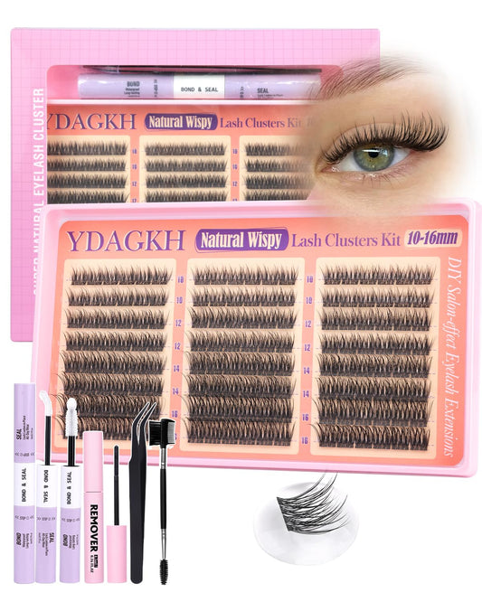 Natural Lash Clusters Kit 10-16mm Wispy Eyelash Clusters Clean Girl Makeup Cluster Eyelash Extensions CC Curly Individual Lashes Kit with Clear Lash Beauty and Personal Care YDAGKH Default Title