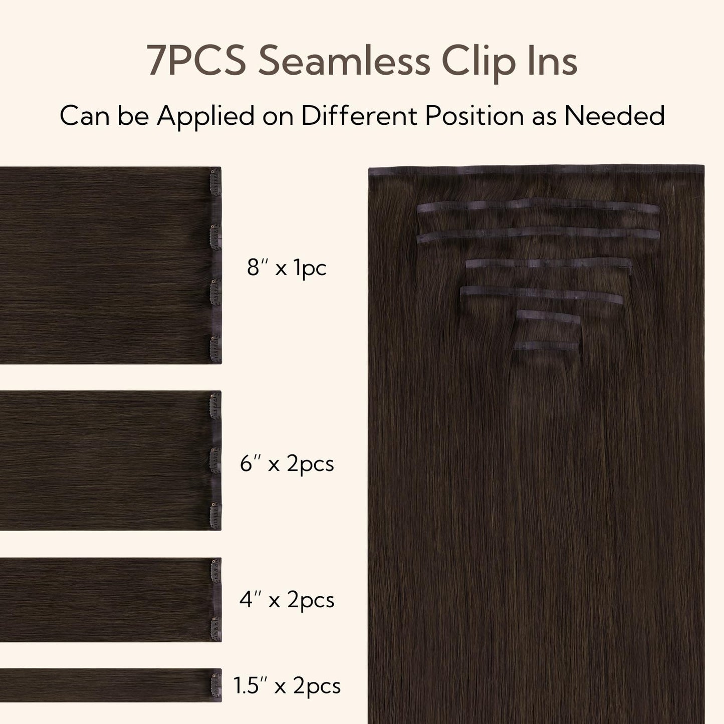HOTBANANA Seamless Clip in Hair Extensions, 24 Inch 140g 7pcs Light Dark Brown Invisible PU Skin Weft Straight Remy Human Hair Extensions Beauty and Personal Care hotbanana
