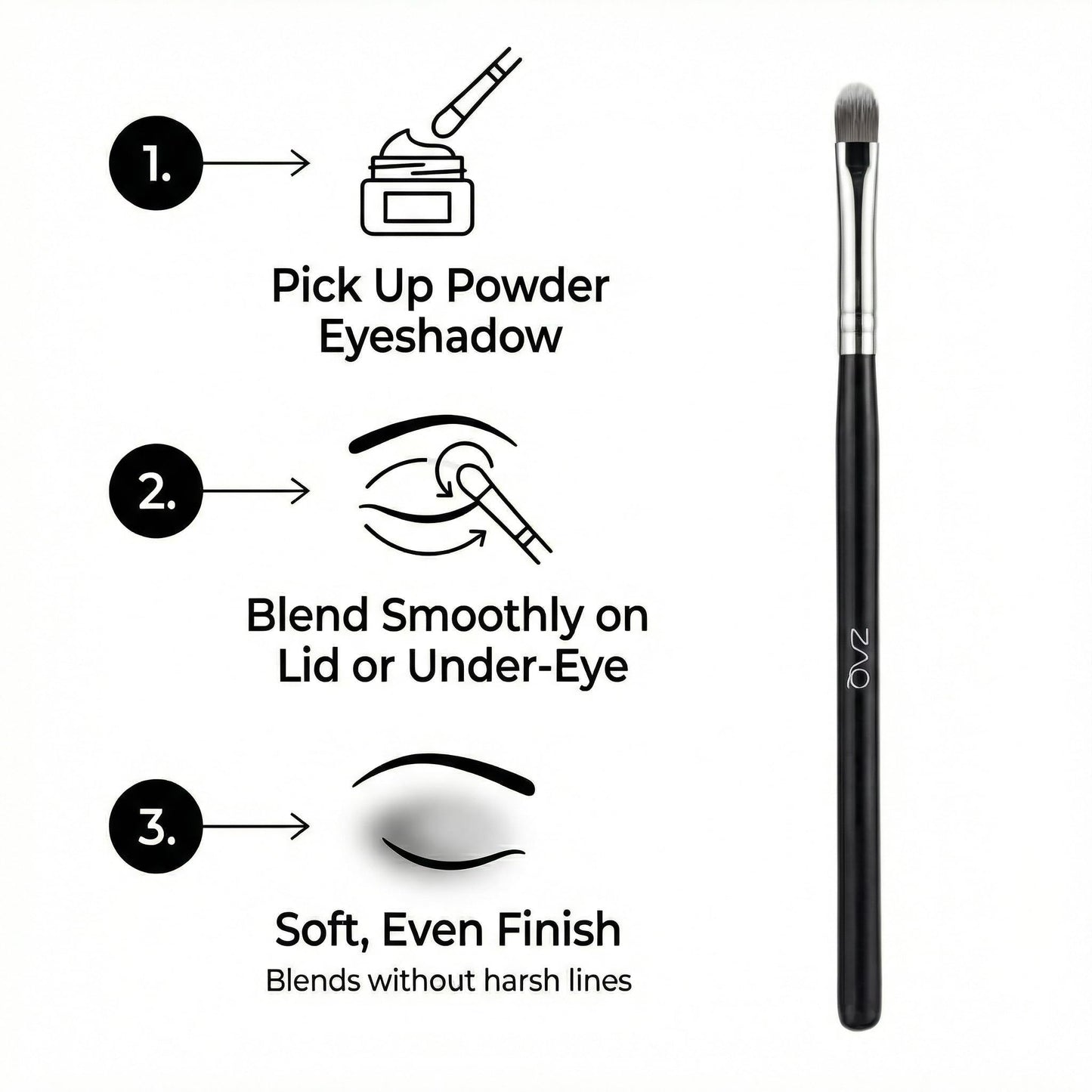 ZAQ Eye Shadow Brush for Blending, Concealer, Professional Tools for Applying Cream, Liquid Shadows and Eye Primer Base with Vegan Bristles Beauty & Personal Care ZAQ