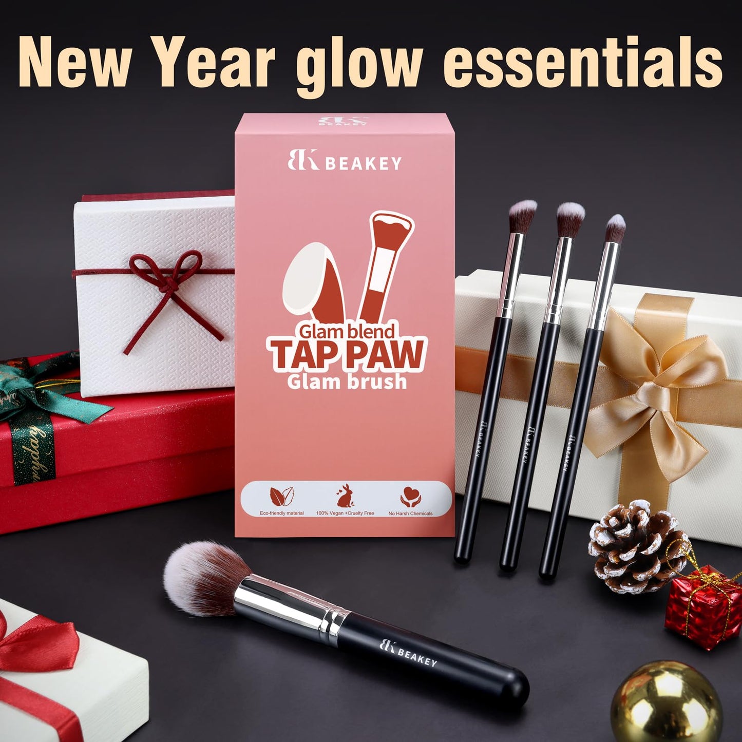 BEAKEY Makeup Brushes Set, Professional Foundation Eyeshadow Concealer Blush Powder Bronzer Applicator, 2 Blender Sponge with Beauty Paper Beauty & Personal Care BEAKEY
