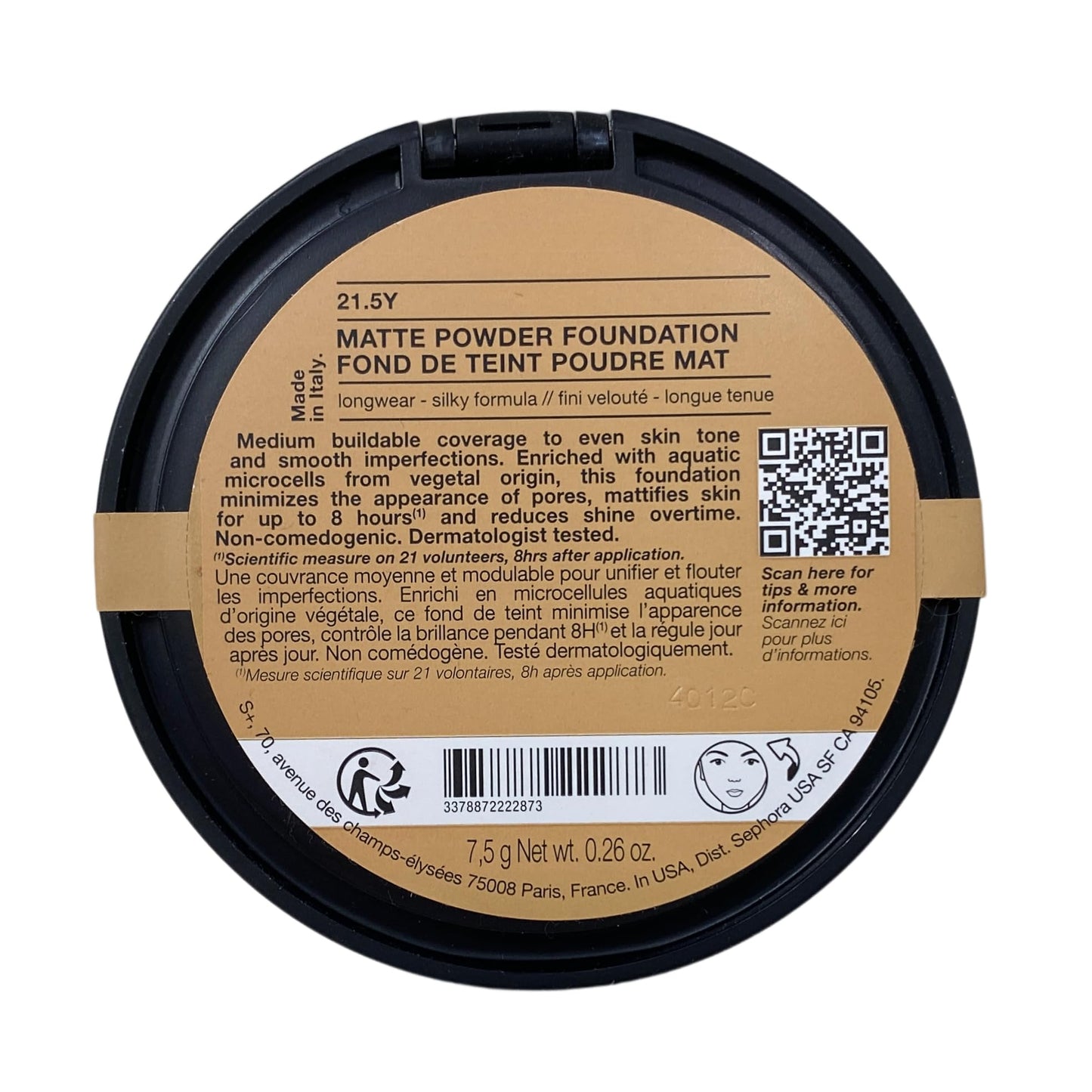Sephora Collection Matte Powder Foundation - 21.5Y (medium, yellow undertone) 0.26 oz / 7.5 g Beauty & Personal Care SEPHORA