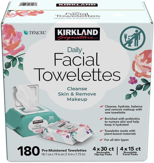 KIRKLAND Signature Daily Facial Towellettes, 4.53 Pound (180 Count, 1-Box) Beauty & Personal Care KIRKLAND