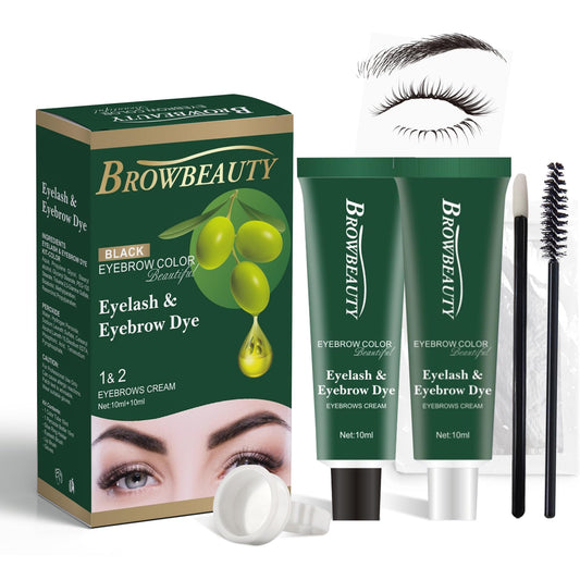 Lash & Brow Color Kit with Olive Oil - Safe, Long-Lasting Coloring for Natural Fuller Brows & Lashes, Gentle on Skin, Easy DIY Salon-Quality Results