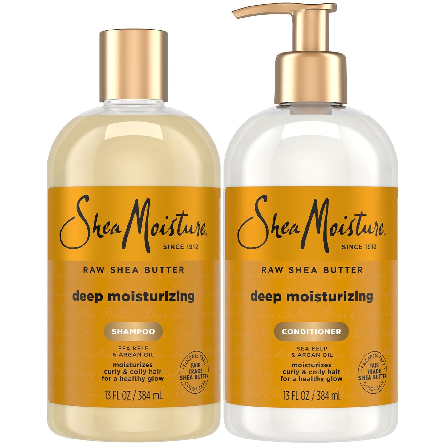 SheaMoisture Shampoo & Conditioner Set, Deep Moisturizing with Raw Shea Butter, Sea Kelp & Argan Oil for Coily & Curly Hair, 13 Oz Ea Beauty & Personal Care SheaMoisture