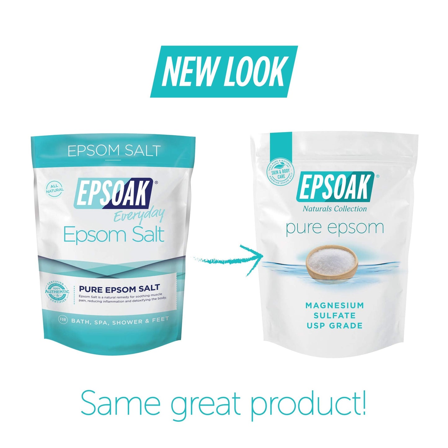 Epsoak Epsom Salt 12 lb. Magnesium Sulfate USP. (Qty. 6 x 2 lb. Bags) Resealable Epsom Salt Bag Unscented, Made in The USA, Cruelty-Free Certified Beauty and Personal Care Epsoak