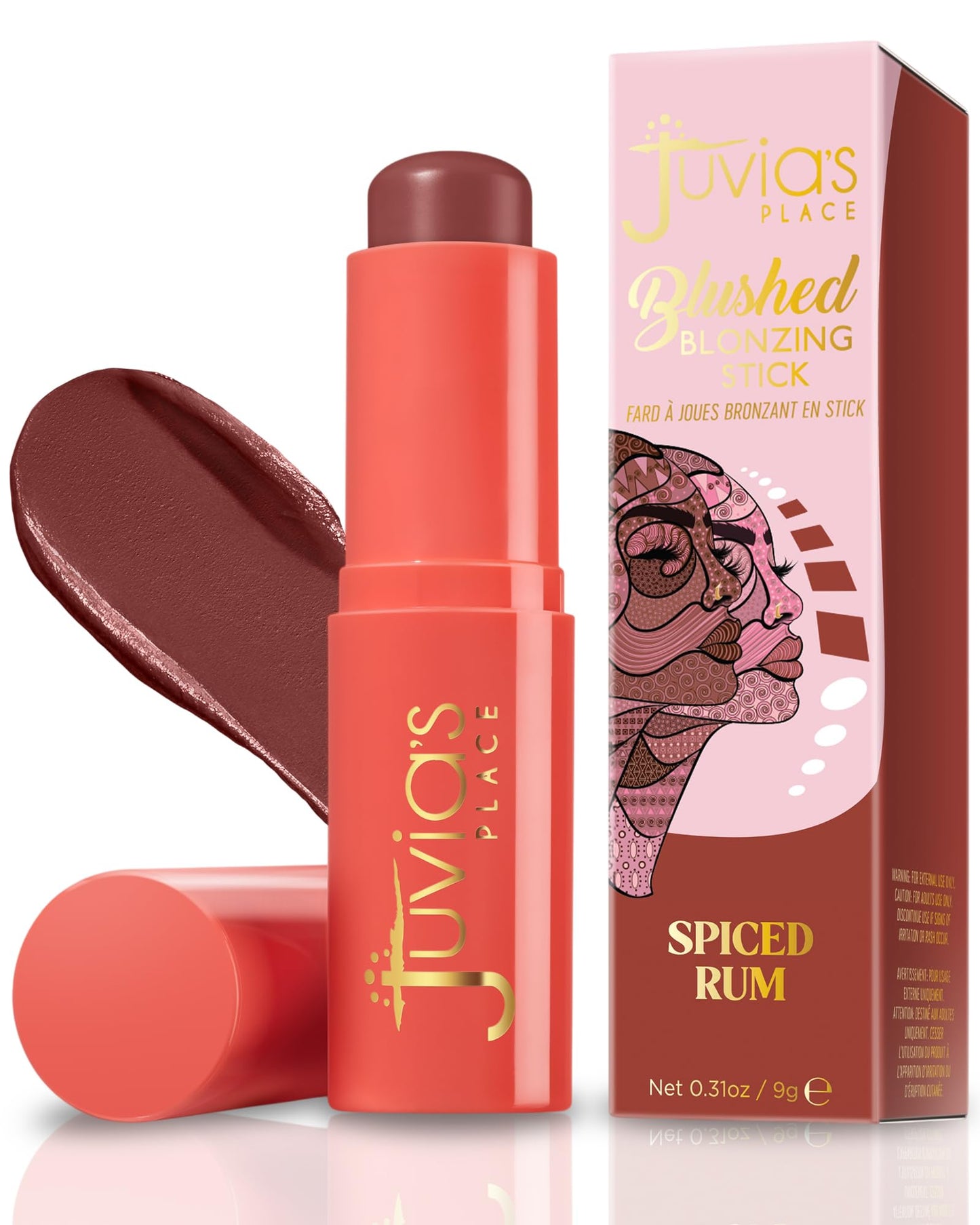 Juvia's Place Blushed Blonzing Stick - Spiced Rum - 2-in-1 Cream Bronzer & Blush Stick for Face - Buildable, Blendable Formula for a Sculpted, Radiant Beauty & Personal Care Juvia's Place