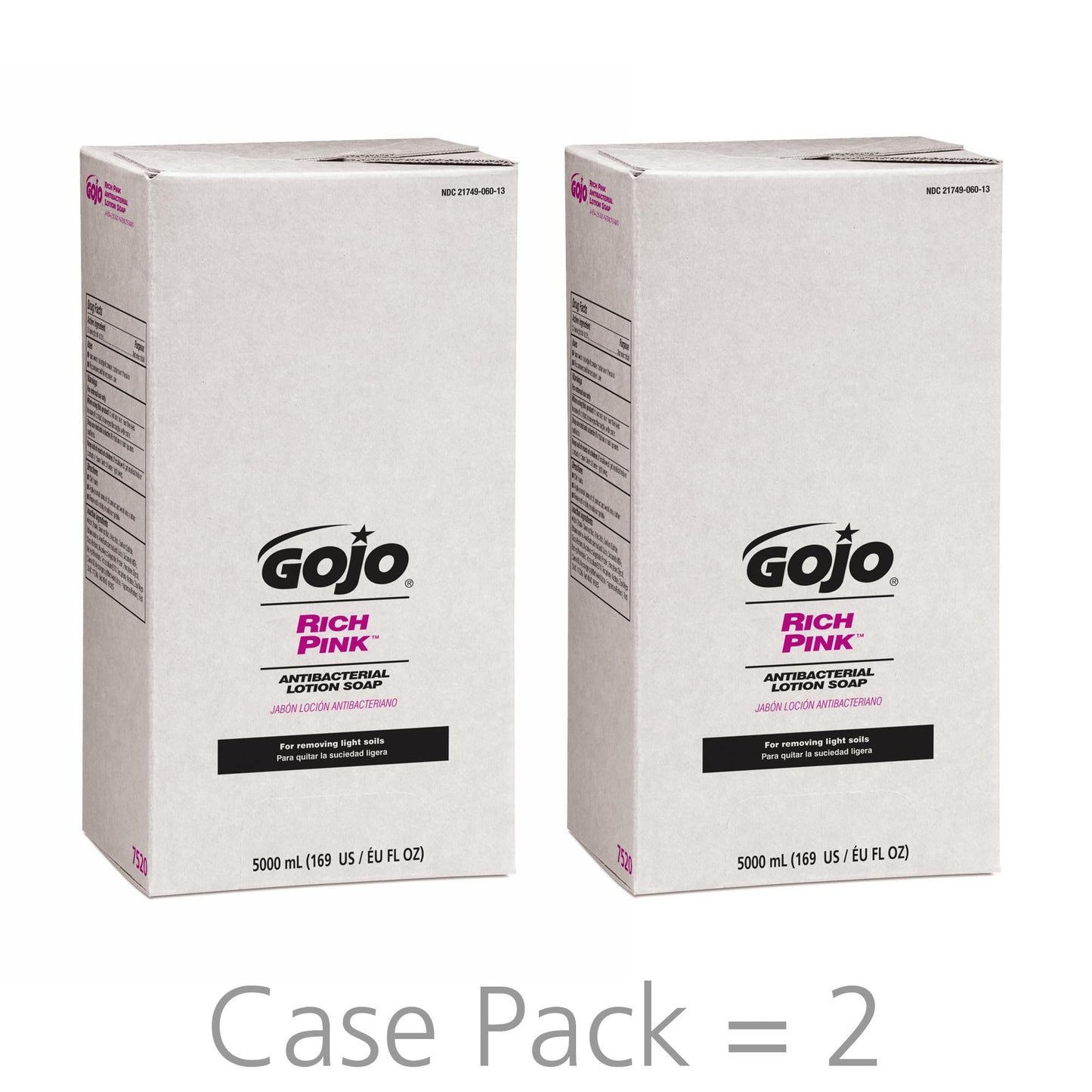 GOJO RICH PINK Antibacterial Lotion Soap Floral Balsam Fragrance, 5000 mL Lotion Hand Soap Refill PRO TDX Push-Style Dispenser (Pack of 2) - 7520-02 Beauty & Personal Care GOJO