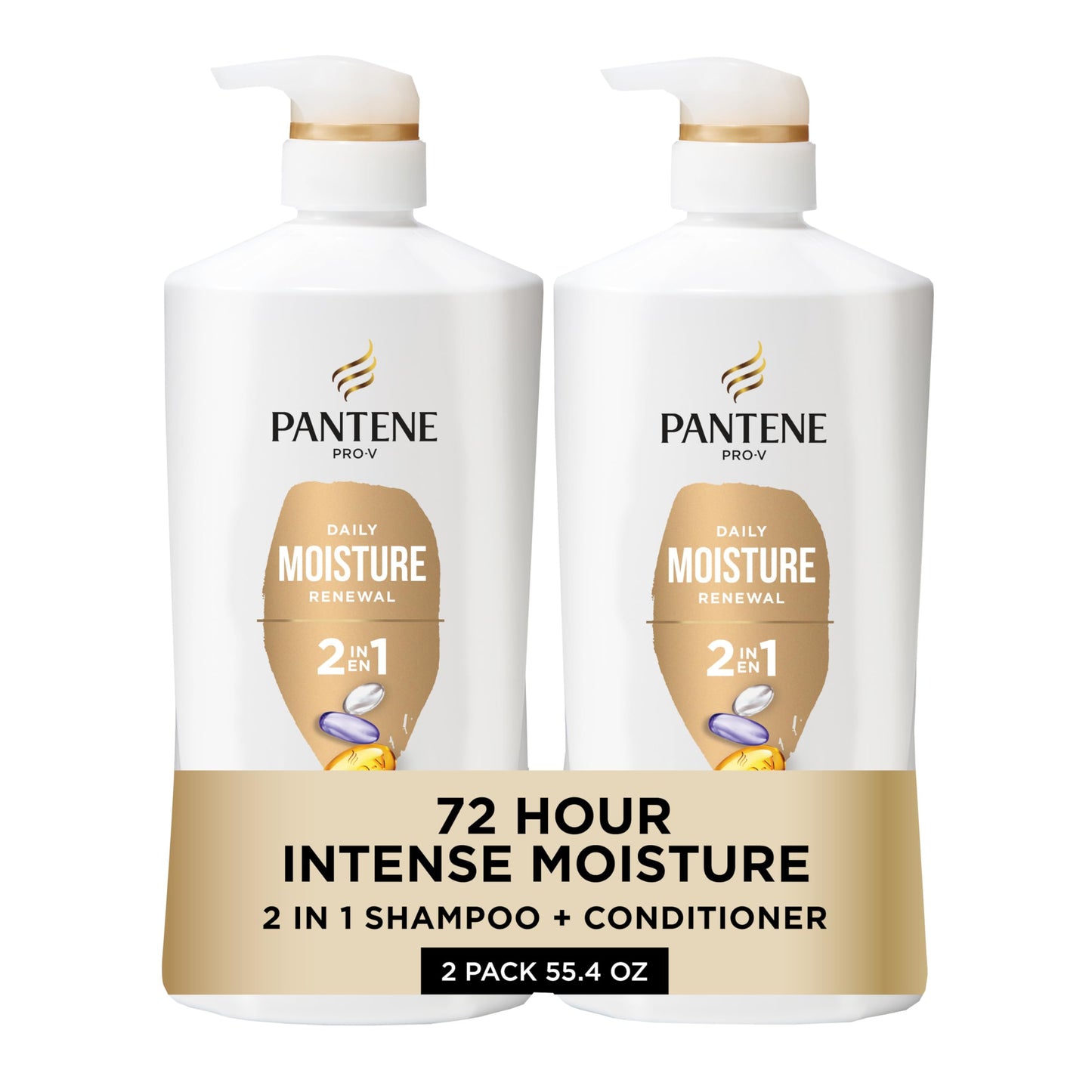 Pantene 2-in-1 Shampoo & Conditioner, Daily Moisture Renewal - Pro-V Nutrients for Dry, Color-Treated, Straight to Curly Hair, 72-Hour Hydration Beauty & Personal Care Pantene
