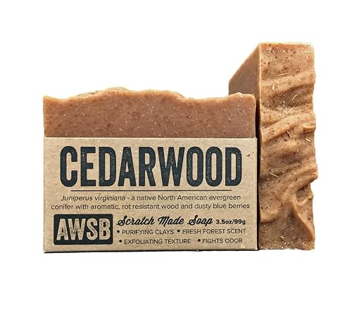 A Wild Soap Bar Cedarwood Bar Soap with Red Clay, Vegan, All Natural with Organic Ingredients, Handmade Beauty & Personal Care A Wild Soap Bar