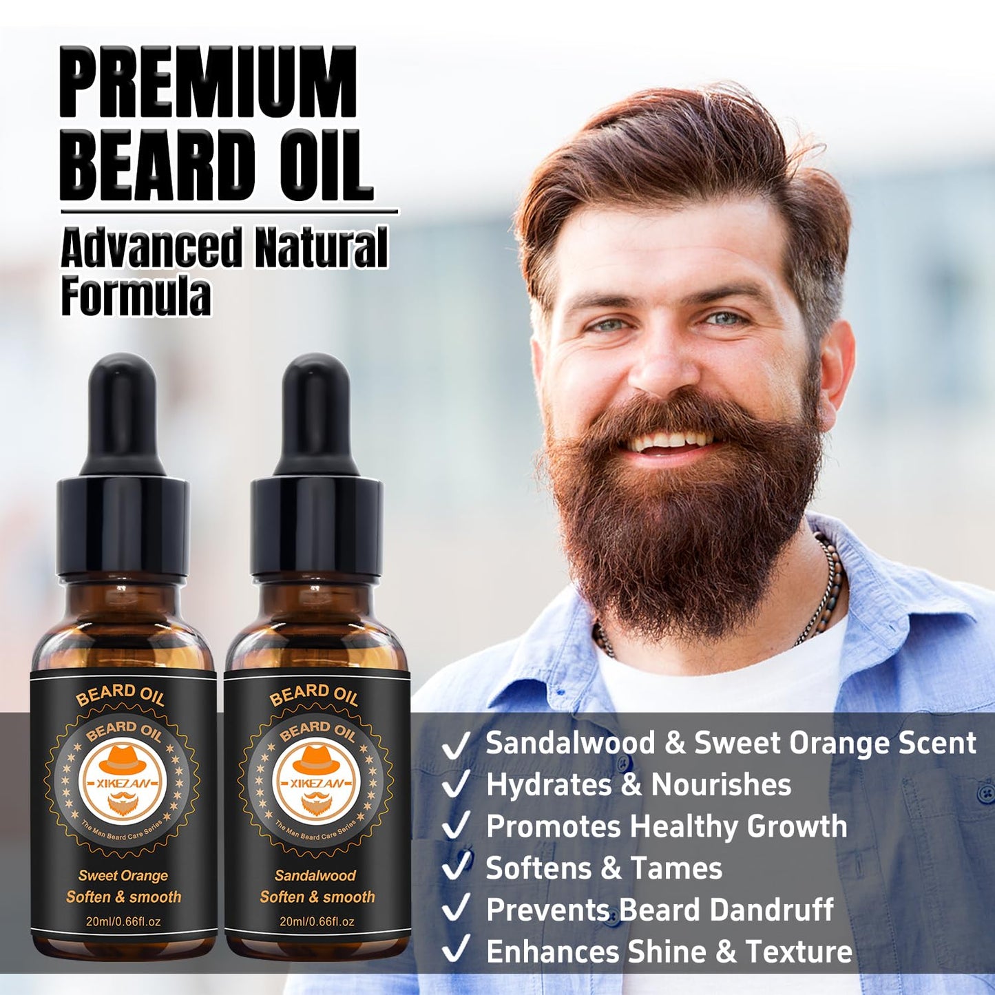XIKEZAN Beard Kit for Men Care w/Beard Conditioner, Wash, Oil, Balm, Brush, Comb,Birthday Fathers Valentines Gifts for Men Him Dad Husband Boyfriend Beauty & Personal Care XIKEZAN