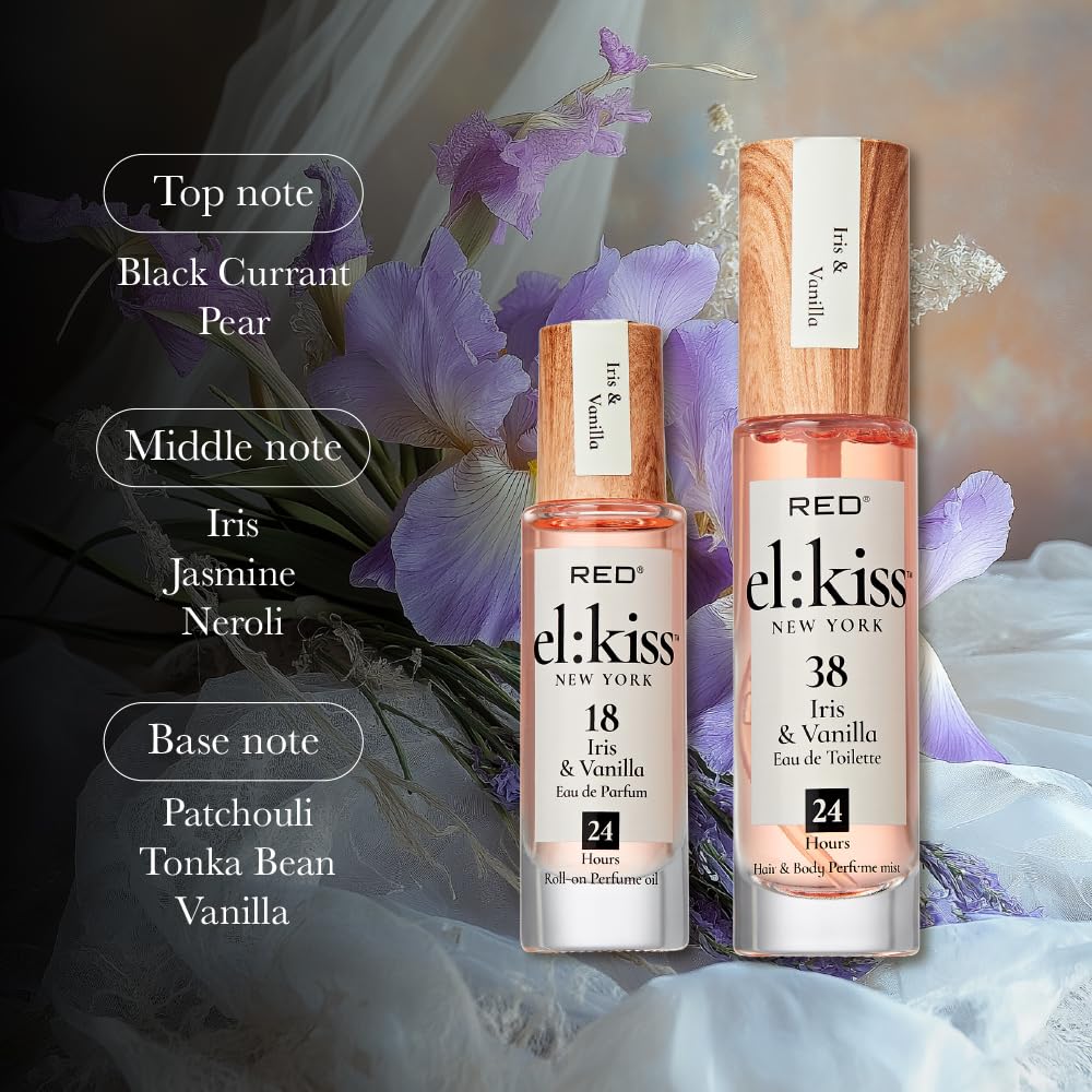 EL:KISS Hair Perfume & Body Mist, Iris & Vanilla Inspired by La V. E. Belle, Eau de Toilette 30mL (1.01 Fl Oz), Hydrating & Long-Lasting, Alcohol Beauty & Personal Care EL:KISS