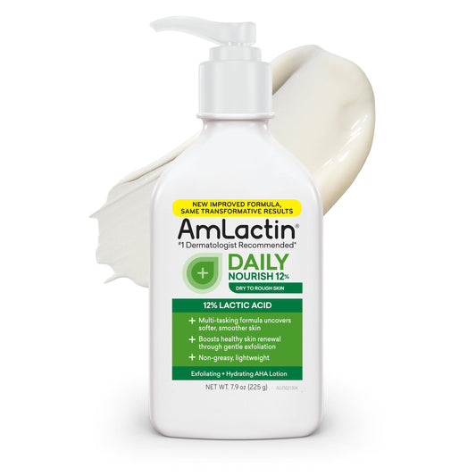 AmLactin Daily Moisturizing Lotion, 7.9oz Pump – 12% Lactic Acid Exfoliating Body Lotion for Dry Skin, Dermatologist Recommended Beauty & Personal Care AmLactin