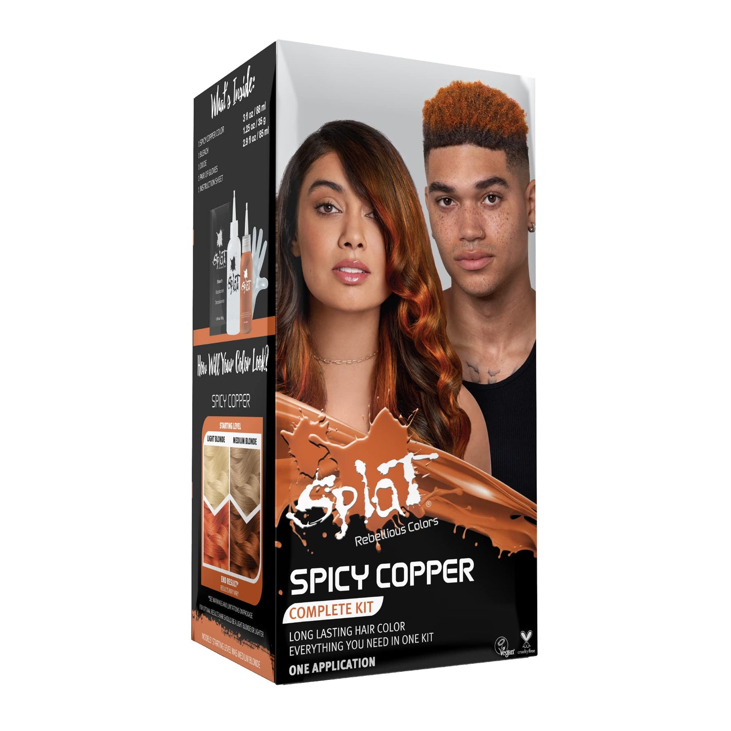 Splat Spicy Copper Semi Permanent Hair Dye Kit with Bleach, 1 Application, Includes Copper Orange Hair Dye, Oxide & Bleach Powder, Vegan & Cruelty Beauty & Personal Care Splat