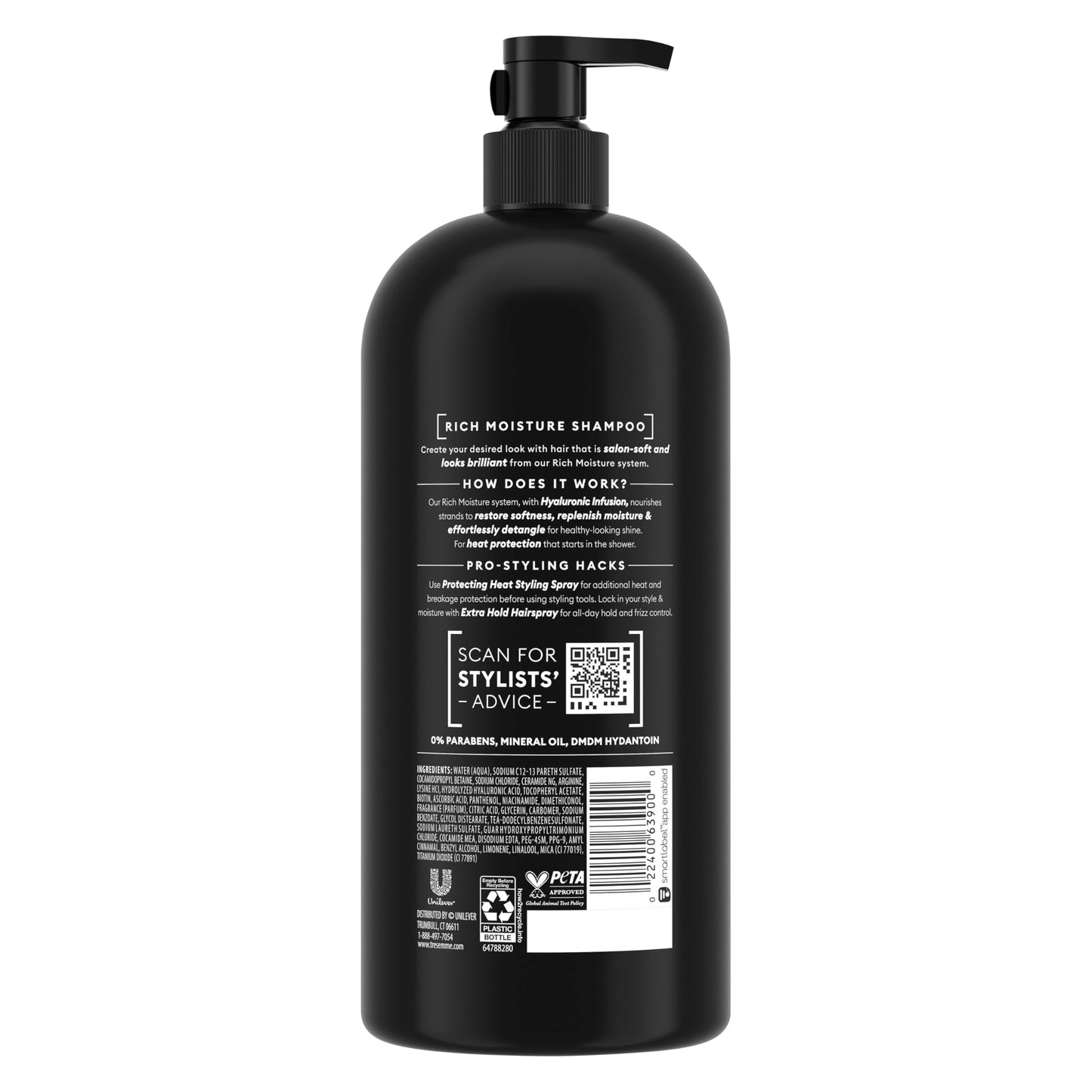 TRESemmé Rich Moisture Hydrating Shampoo with Pump for Dry Hair Formulated With Pro Style Technology 39 Fl Oz Beauty & Personal Care TRESemmé