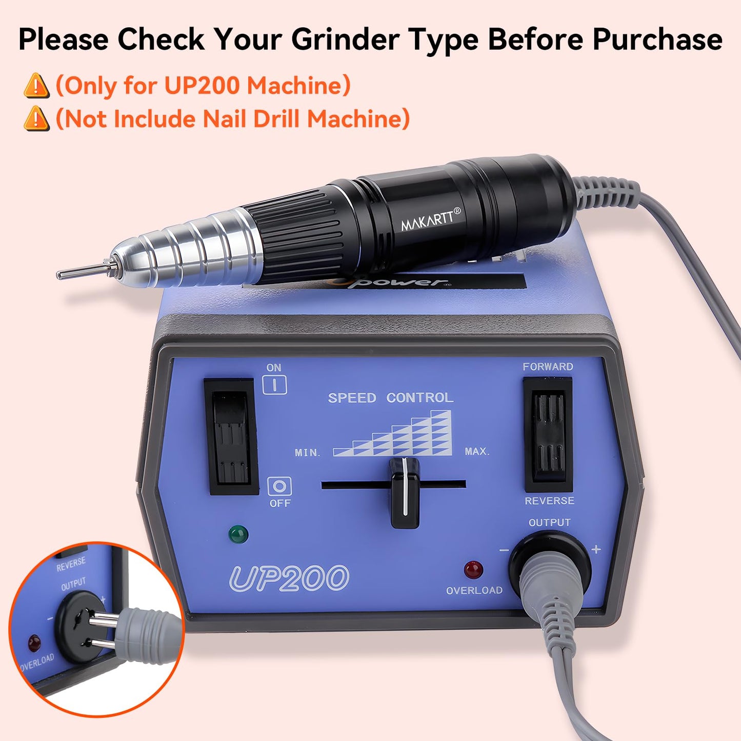 Makartt Nail Drill Handpiece for Up200 Machine:Professional Electric File Remove Gel Polish Poly Nail Gel Black B-05 Removing for Removing Acrylic Beauty & Personal Care Makartt