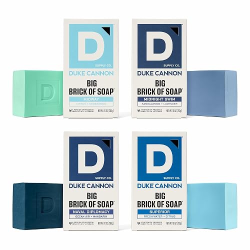 Duke Cannon Big Brick of Soap 4-Pack for Men - 10 oz Each - Long-Lasting Triple-Milled Bar Soap - Midway, Midnight Swim, Naval Diplomacy, Superior Beauty & Personal Care Duke Cannon Supply Co.