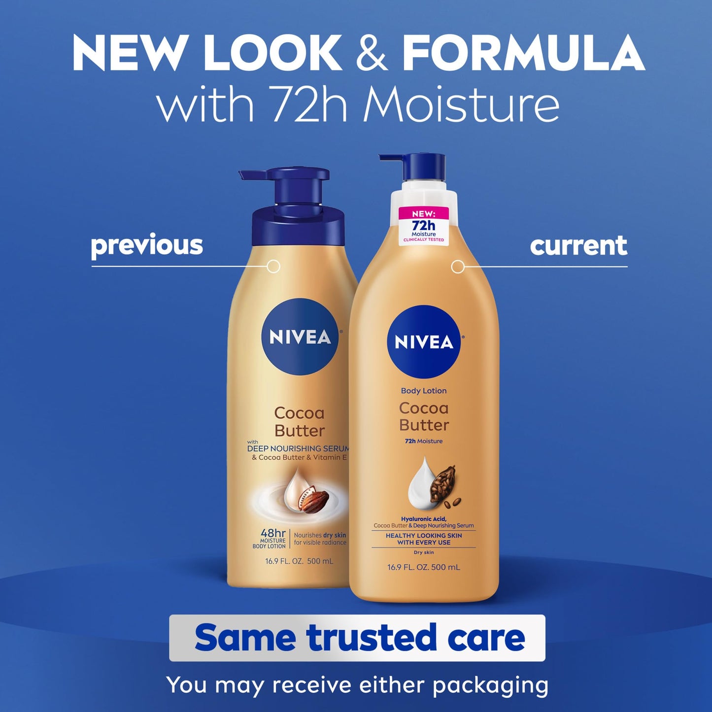NIVEA Cocoa Butter Body Lotion for Dry Skin with Hyaluronic Acid, Cocoa Butter and Deep Nourishing Serum, 72-Hour Body Moisturizer, 16.9 Fl Oz Pump Beauty & Personal Care NIVEA