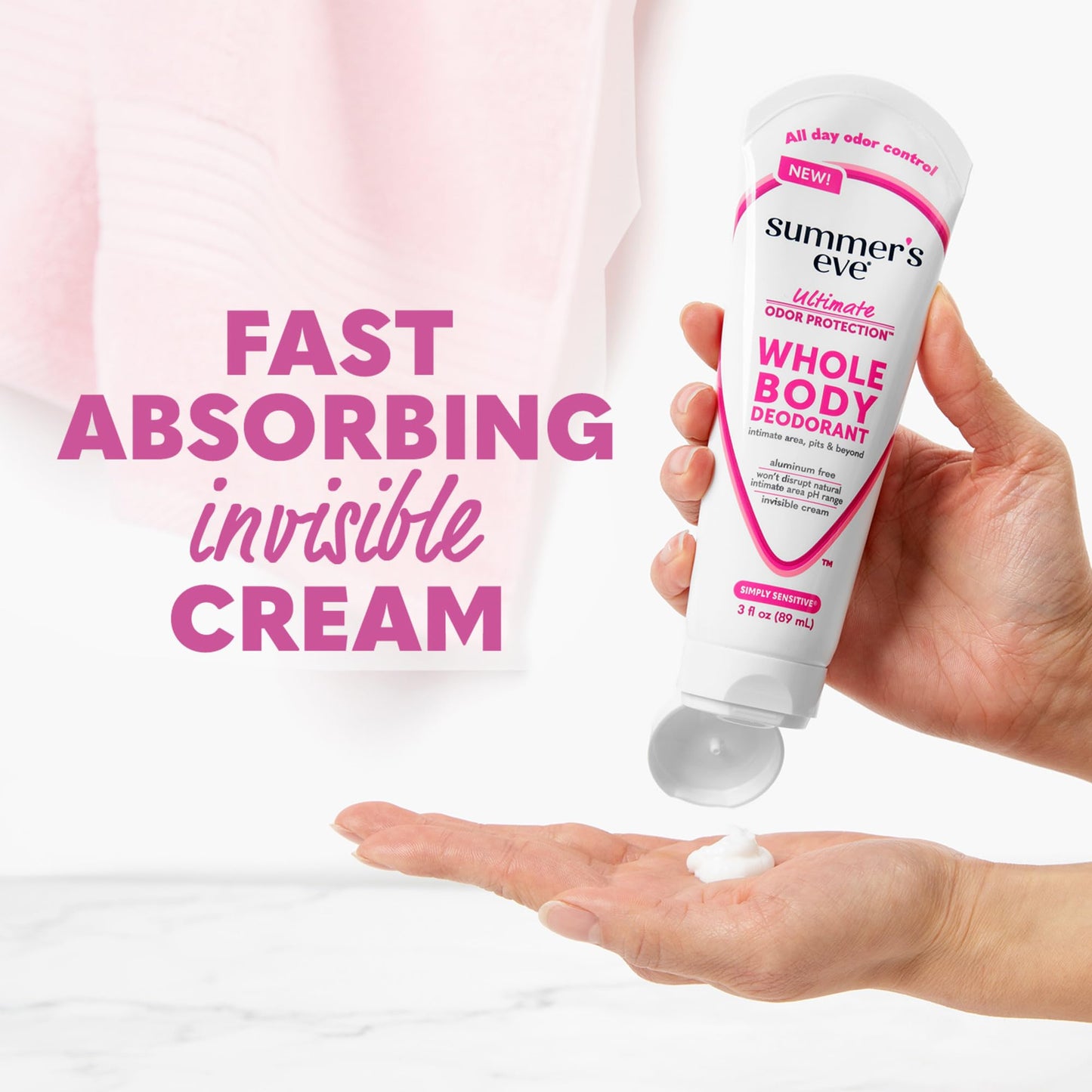 Summer's Eve Simply Sensitive Whole Body Deodorant for Women, Aluminum-Free Ultimate Odor Control Cream, 3 Oz Beauty and Personal Care Summer's Eve