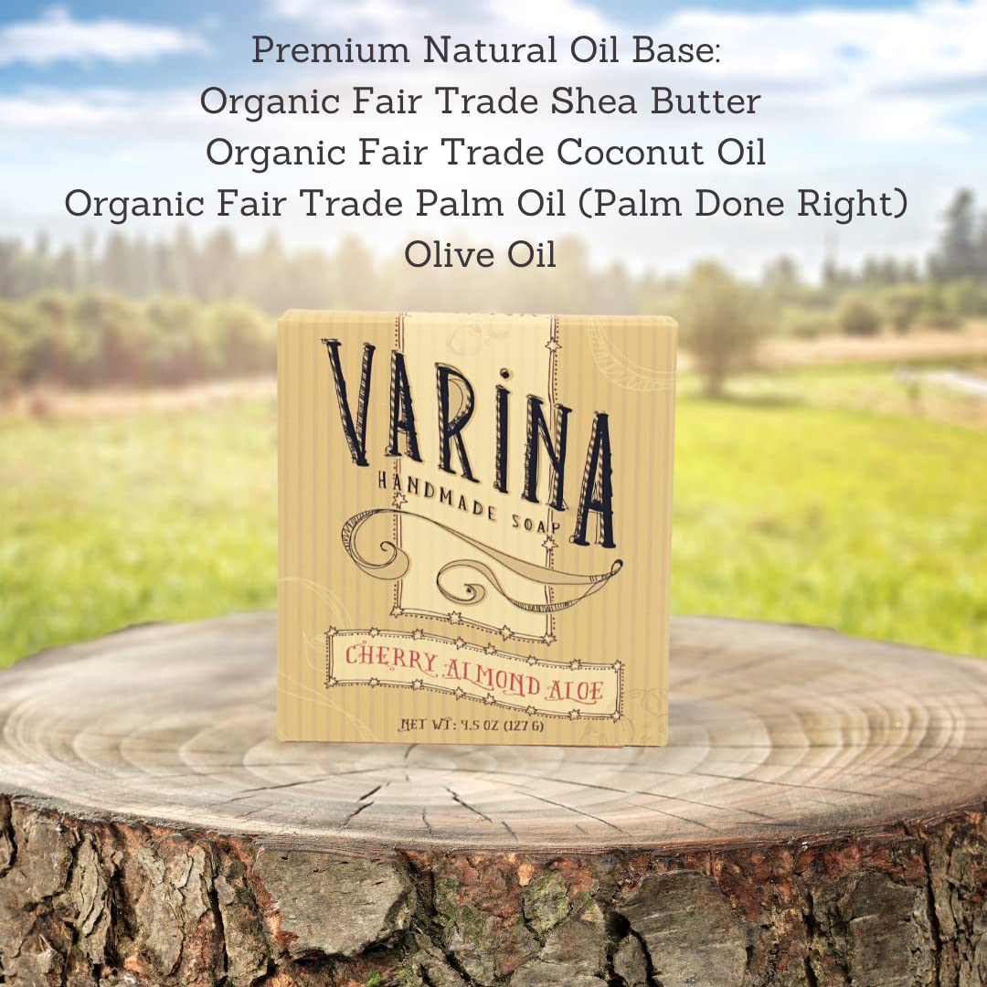 Varina Natural Cherry Almond Aloe Bar Soap - Gentle Cleansing for Sensitive Skin, Spicy - 3 Pack - Experience Healthy and Glowing Skin Beauty & Personal Care Varina