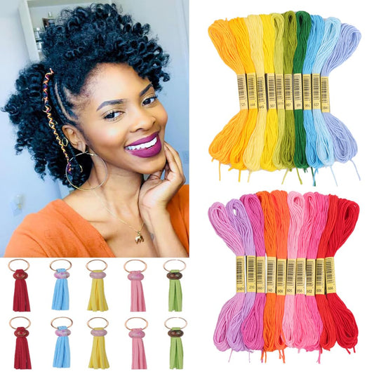 30 PCS Hair Accessories Set - 20 Colorful Hair String Threads, 10 Acrylic Leaf Charms for African Braids, Perfect for Black Women and Girls Beauty & Personal Care N\A