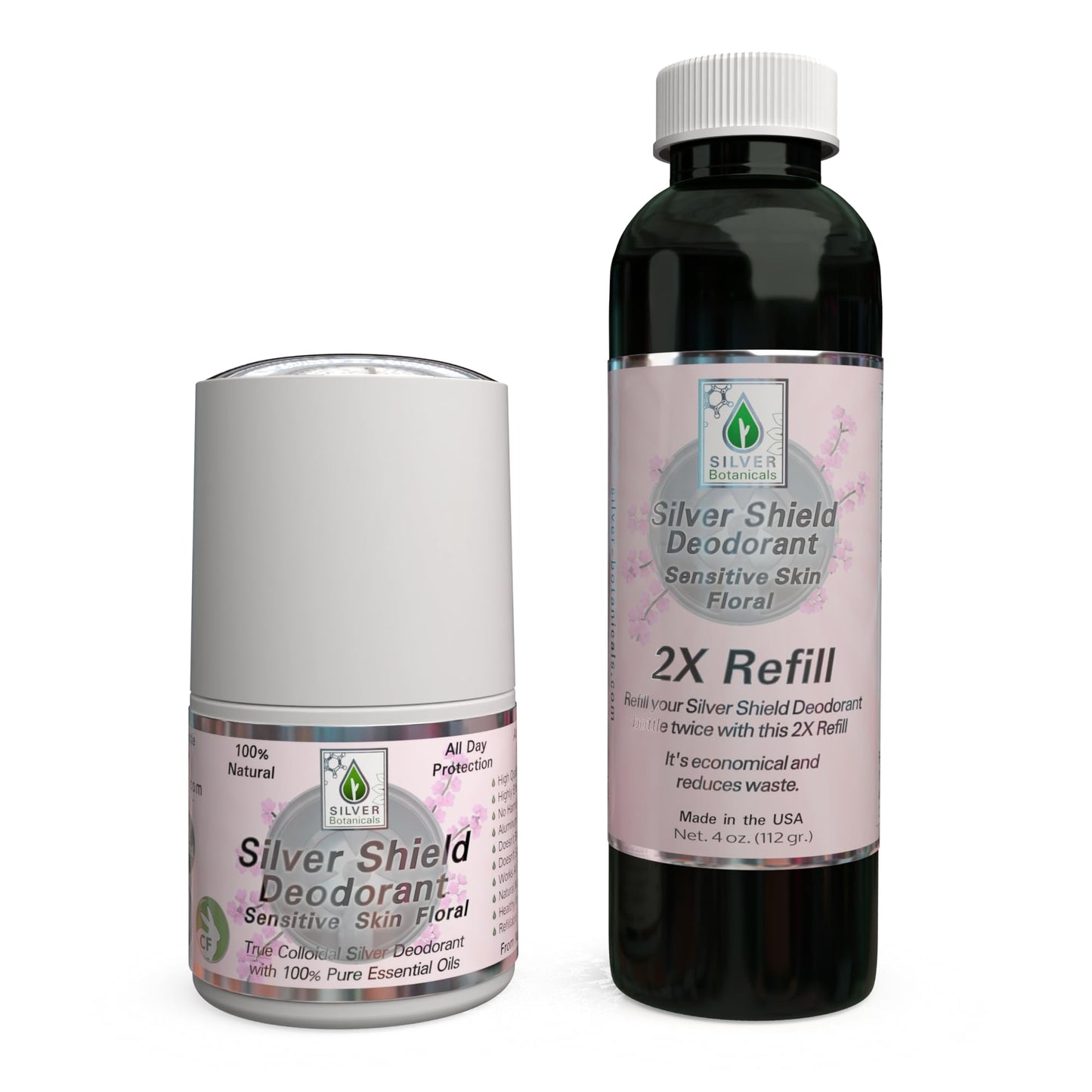 Silver Shield Deodorant - Sensitive Skin Formula - Floral Scent - All Natural Colloidal Silver Deodorant (Roll-on, 2 oz.) Beauty and Personal Care Silver Botanicals