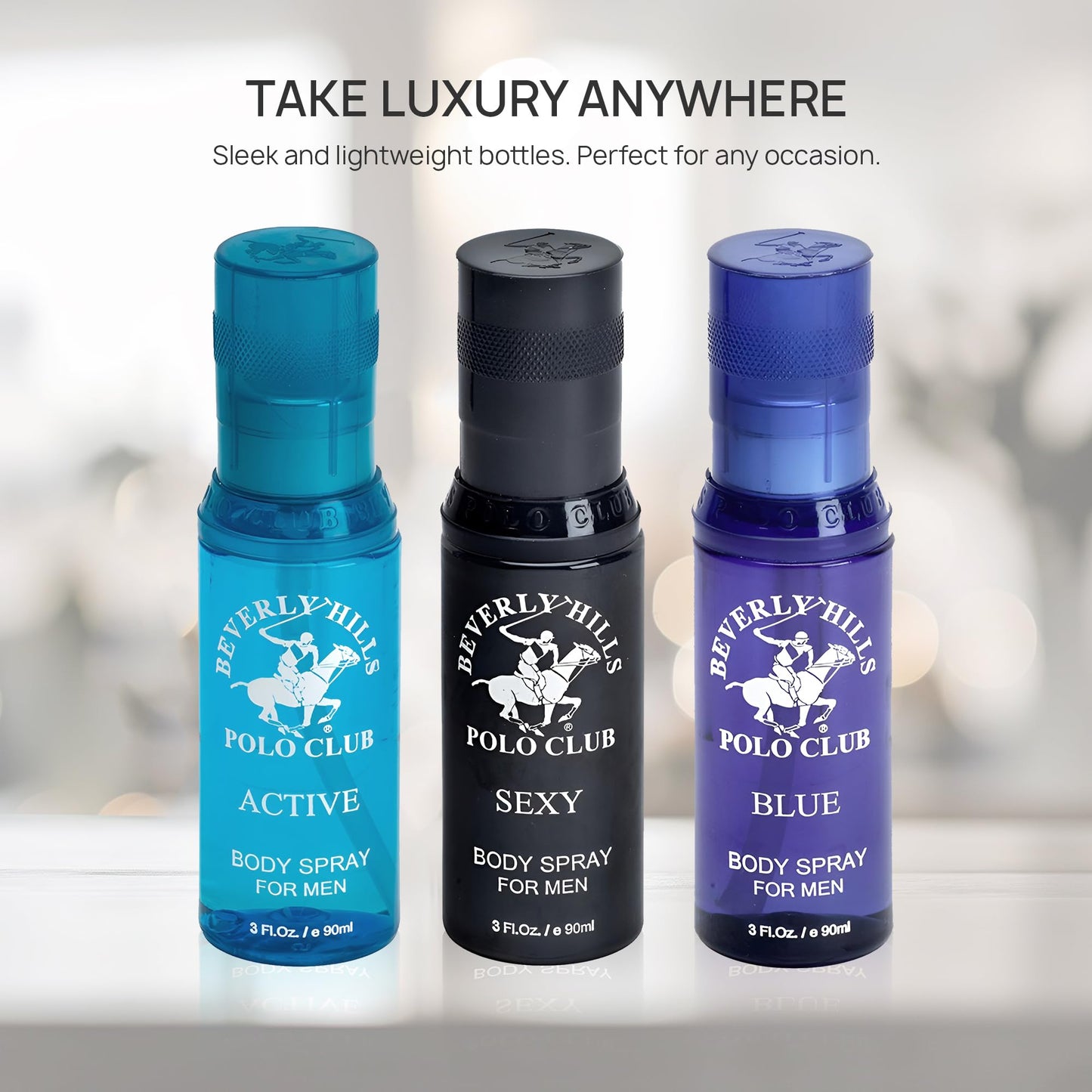 Beverly Hills Polo Club Men's Signature Body Spray Collection | 3-Piece Set: Blue, Active, Sexy | Versatile Fragrances for Every Occasion | Beauty & Personal Care Beverly Hills Polo Club