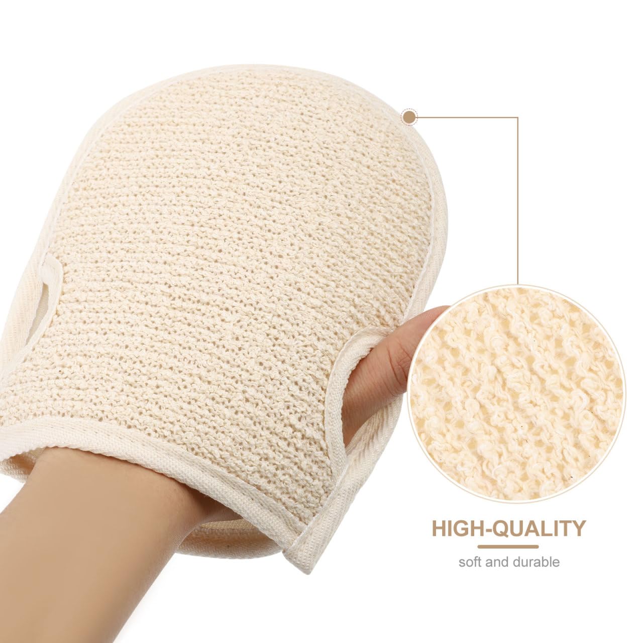 Ciieeo 2pcs Exfoliating Shower Gloves Double-Sided Cotton Linen Bathing Scrubbers for Body Scrub Dead Skin Removal Korean Spa Bath Accessories Beige Beauty and Personal Care Ciieeo