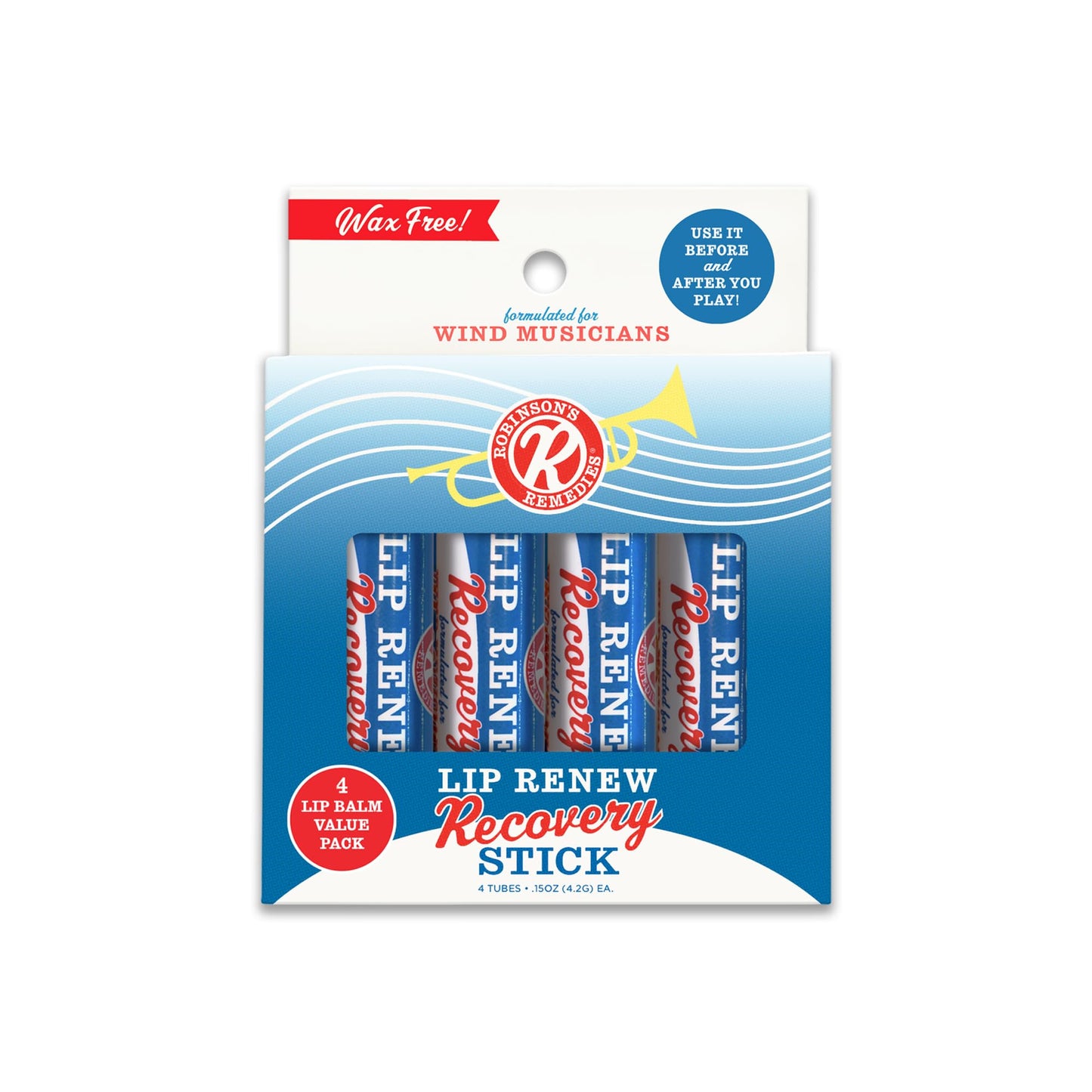 Robinson's Remedies tm Lip Renew Recovery Stick for Wind Musicians (4) Beauty and Personal Care Robinson's Remedies