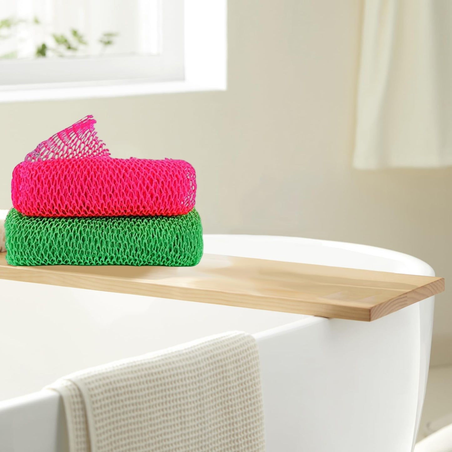 Xoeryoy 2Pcs African Net Sponge 12x30 Labor-Saving Long Widen African Net Cloth Portable Mesh Foldable Exfoliating Washcloth for Men and Women Beauty and Personal Care Xoeryoy