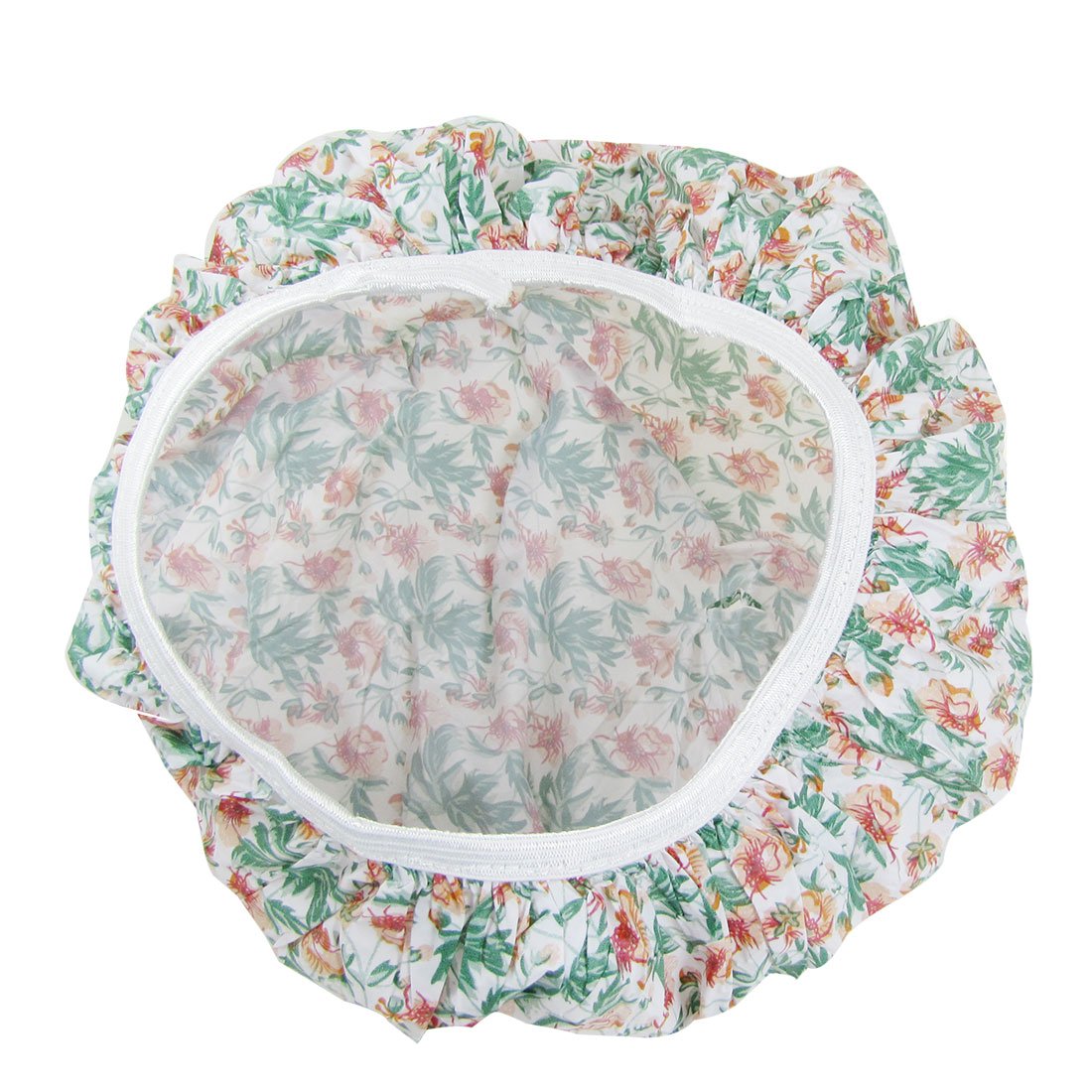 Ruilogod Plastic Floral Pattern Bathing Stretchy Hem Shower Cap 2 Pcs White (id: f03 3cc 895 5d3 7a6 Beauty and Personal Care Ruilogod