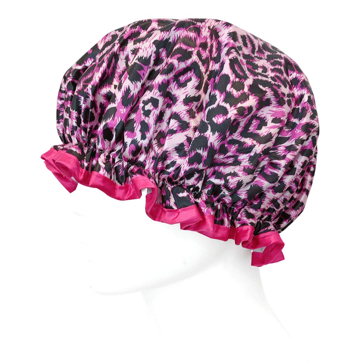 allydrew Reusable Women's Waterproof Shower Caps for Long Hair, Pink Leopard Beauty & Personal Care allydrew