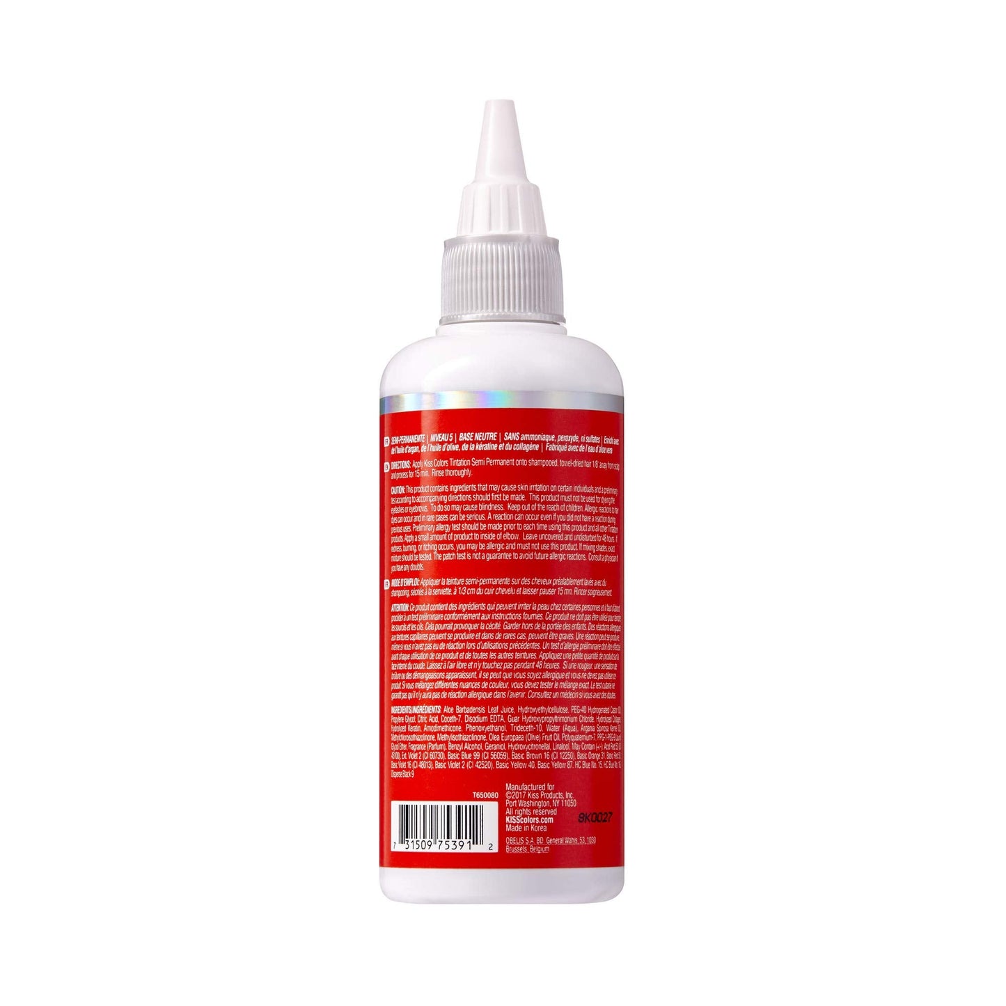 Red by Kiss Tintation Semi-Permanent Hair Color, Aloe Vera Water Based, Argan Oil, Olive Oil, Collagen & Keratin, Long-Lasting Color Dye (Flaming Beauty & Personal Care Red By Kiss