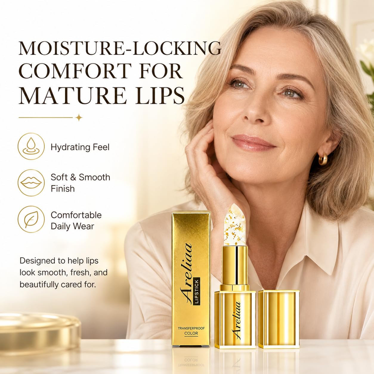 Areliaa Lipstick for Older Women, Skin-Adaptive Lipstick - The Lipsticks That Adapts to You, Long Lasting Moisturizing, PH Lipsticks Color Changing, Beauty & Personal Care Areliaa