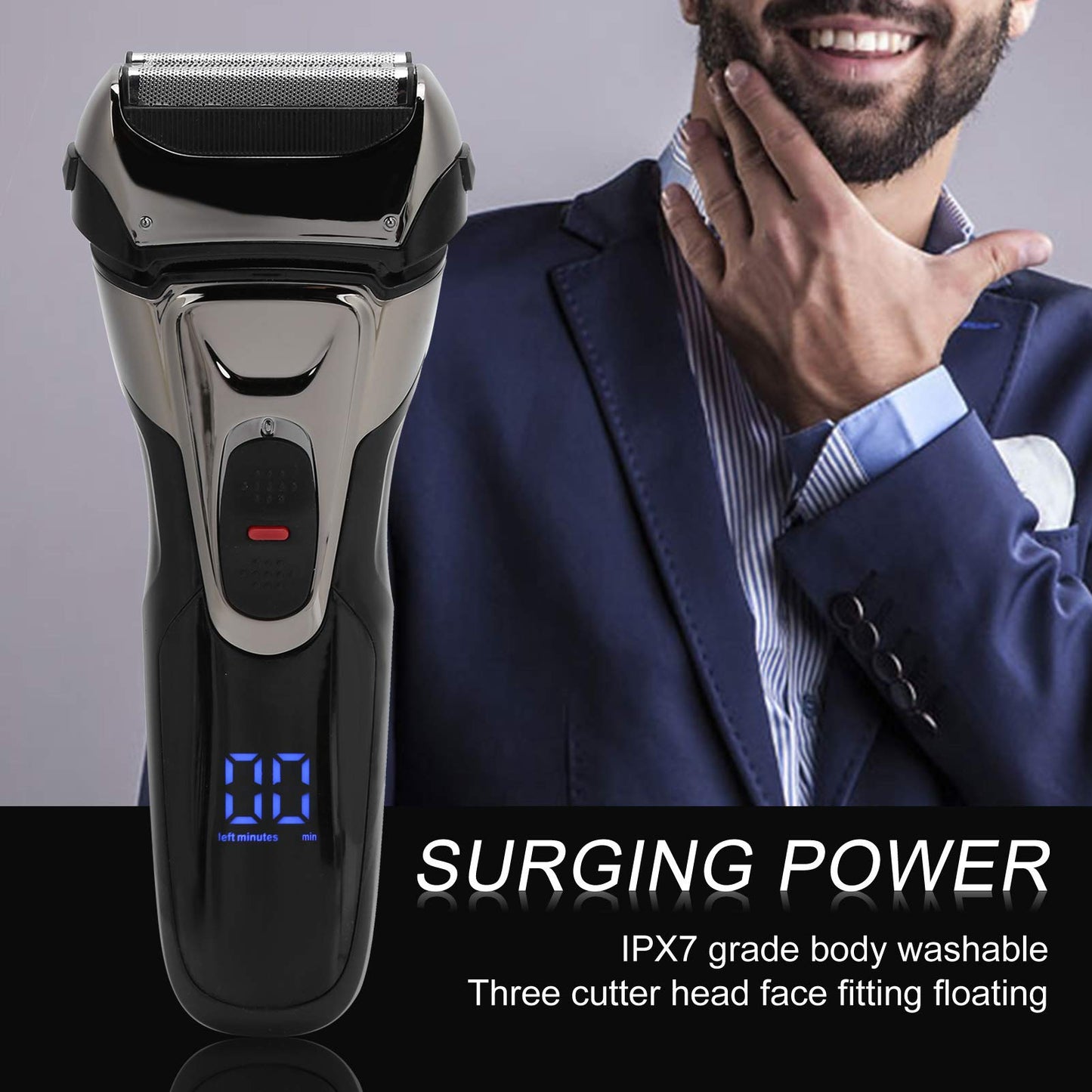 Cordless USB Charging Men Electric Shaver, Portable Beard Trimmer for Home Daily Use or Salon Beauty and Personal Care YUYTE