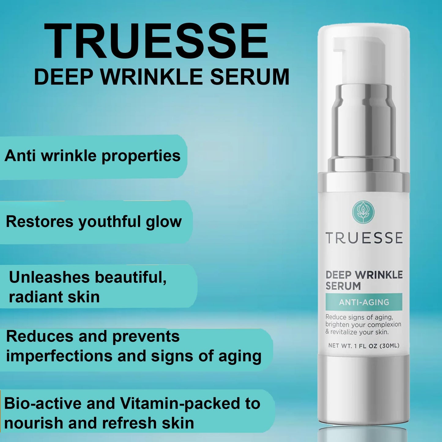 TRUESSE Deep Wrinkle Serum - Wrinkle Cream for Face - Anti Wrinkle Serum - Face Serum for Women - Ayurveda for Wrinkles, 1 fl oz… Beauty & Personal Care TRUESSE