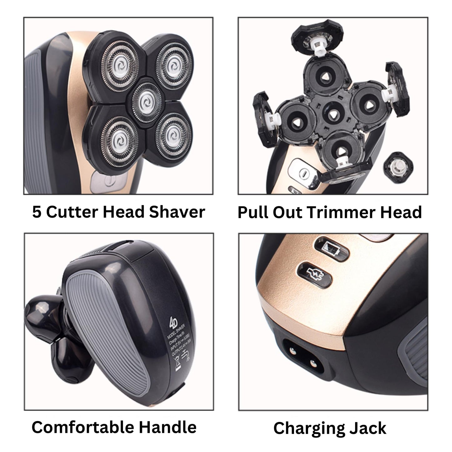 5-in-1 Electric Razor for Men - Head Shaver for Wet Dry Skull Bald Head - Rechargeable Rotary Shavers Cordless Grooming Kit with Beard, Nose, Ear Beauty and Personal Care PRESS