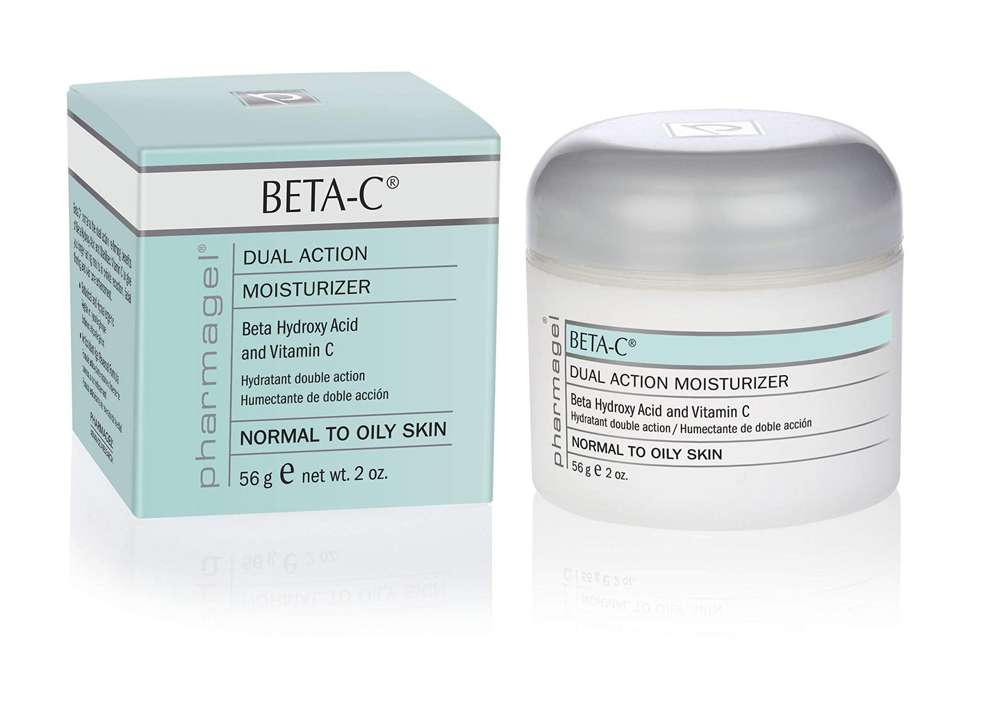 Pharmagel Beta-C Dual Action Moisturizer Normal to Oily Skin | Brightening and Smoothing Face Moisturizer | Pore Minimizer & Rejuvenation - 2 oz. Beauty & Personal Care Pharmagel