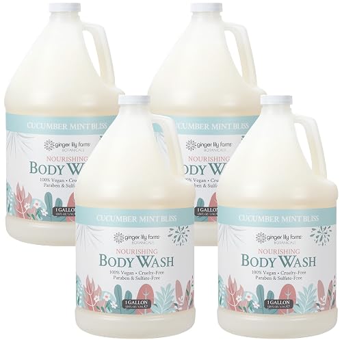 Ginger Lily Farms Botanicals Nourishing Body Wash, 100% Vegan & Cruelty-Free, Cucumber Mint Bliss Scent, 1 Gallon (Pack of 4) Beauty & Personal Care Ginger Lily Farms