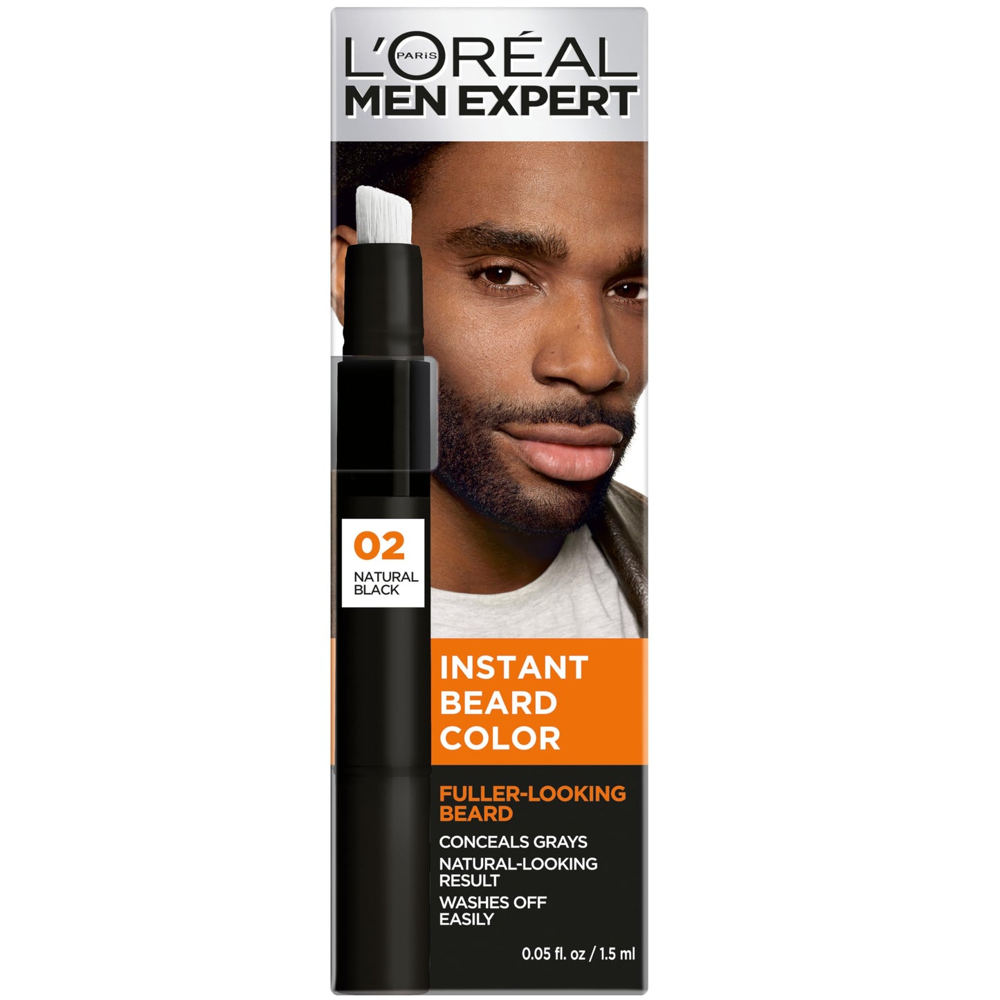 L’Oreal Paris Men Expert Instant Temporary Beard Color, Beard Filler for a Natural and Fuller-Looking Beard, 02 Natural Black, 0.05 Fl Oz Beauty & Personal Care L'Oreal Paris