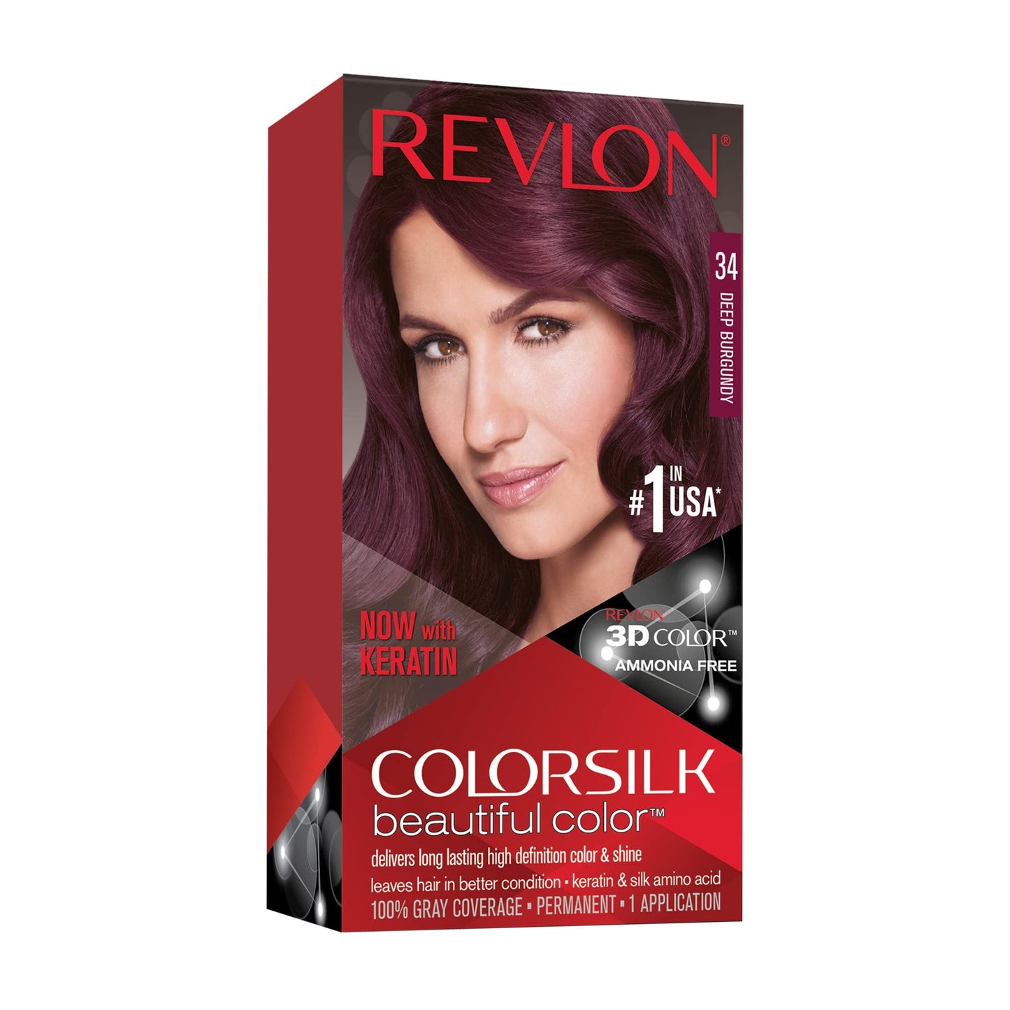 Revlon ColorSilk Hair Color, 48 Burgundy 1 ea (Pack of 4) Beauty & Personal Care REVLON