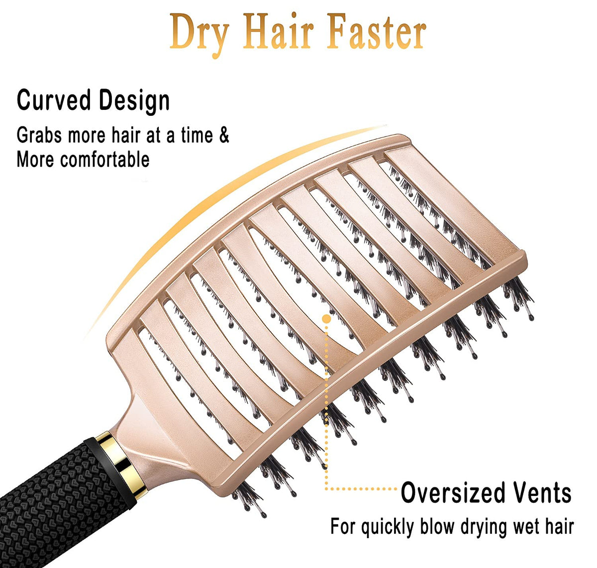 KTKUDY Detangling Brush Getting Knots Out without Pain - Boar Bristles HairBrush Make Hair Shiny & Healthier Vented Detangler Brush for Women Men Kids Beauty & Personal Care KTKUDY