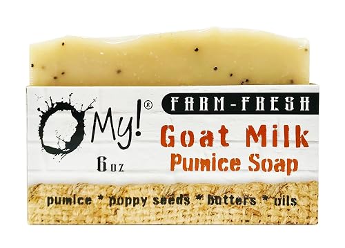 O My! Goat Milk Pumice Soap 6oz - Citrus | Made with Farm-Fresh Goat Milk | Pumice to Gently Cleanse | Gently Exfoliates | Paraben Free | Leaping Beauty & Personal Care O My!