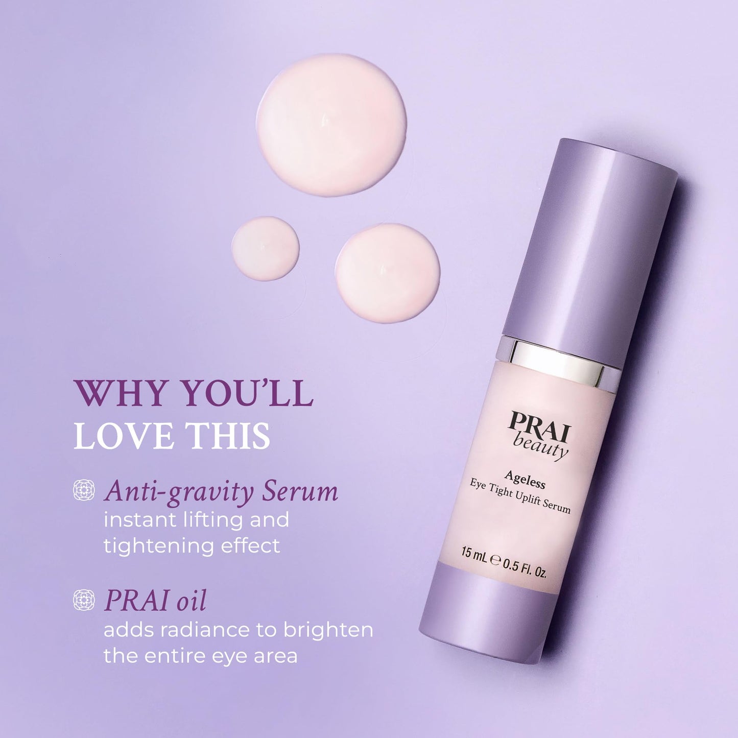 PRAI Beauty Ageless Eye Tight Uplift Serum, Anti-Aging and Hydrating Eye Serum, For Instantly Ageless Brow and Eyelid Area, 0.5 Oz Beauty & Personal Care PRAI