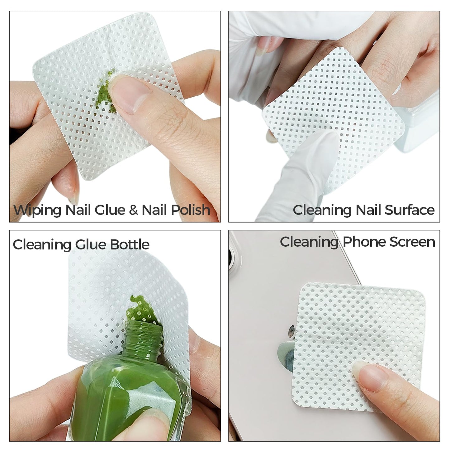 1100PCS Lint Free Nail Wipes with Case Package - Non-Woven Soft Nail Polish Remover Pads - Lint Free Wipes for Gel Nails - DIY Nail Art Supplies Beauty & Personal Care Bcowos